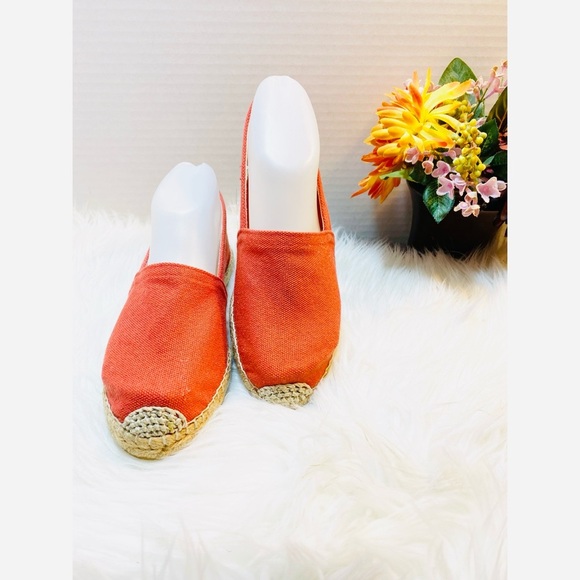 J. Jill Red Canvas Flat Espadrille Shoes Sz-7 - Picture 1 of 5
